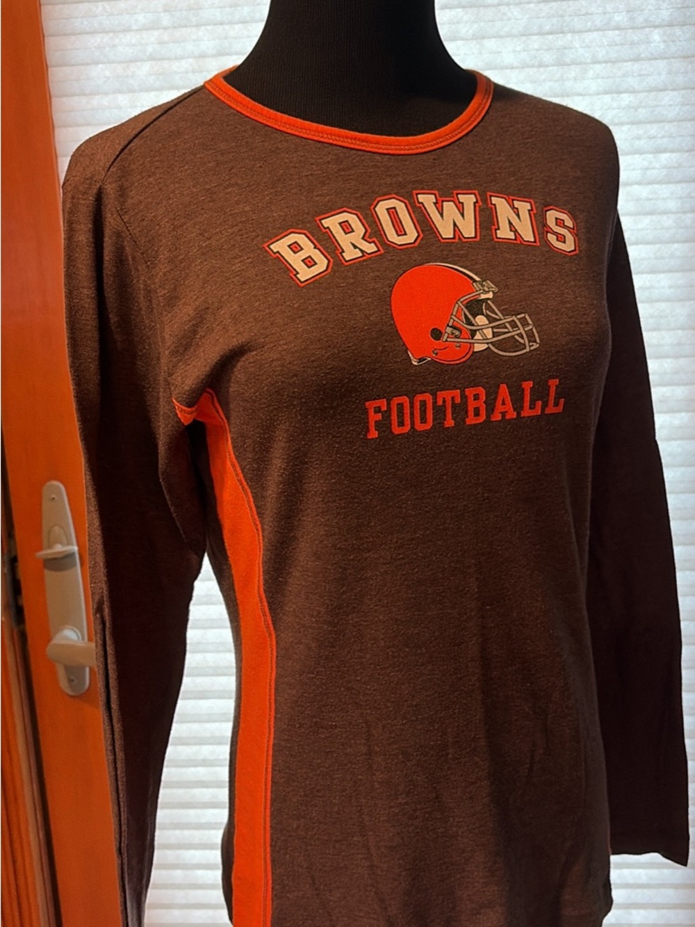 Women's Browns Long-Sleeve Football Tee - Brown & Orange